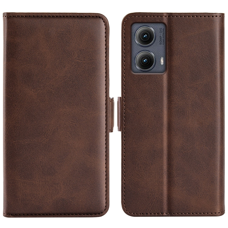 For Motorola Edge 5G 2024 Dual-side Magnetic Buckle Horizontal Flip Leather Phone Case(Brown) - free shipping - PMC Jewellery - Order now!