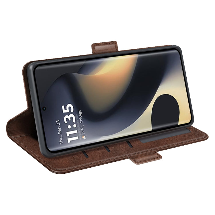For Motorola Edge 5G 2024 Dual-side Magnetic Buckle Horizontal Flip Leather Phone Case(Brown) - free shipping - PMC Jewellery - Order now!