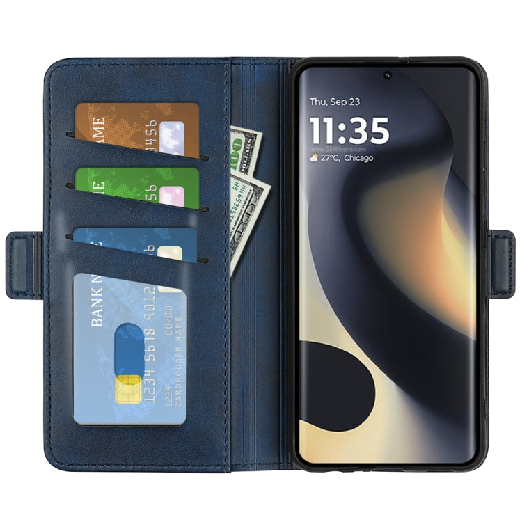 For Motorola Edge 5G 2024 Dual-side Magnetic Buckle Horizontal Flip Leather Phone Case(Dark Blue)