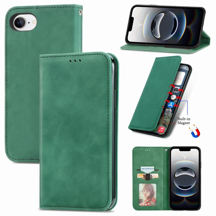 For iPhone 16e Retro Skin Feel Magnetic Flip Leather Phone Case(Green) - iPhone 16e Cases by PMC TechLife | Online Shopping South Africa | PMC TechLife | Buy Now Pay Later Mobicred