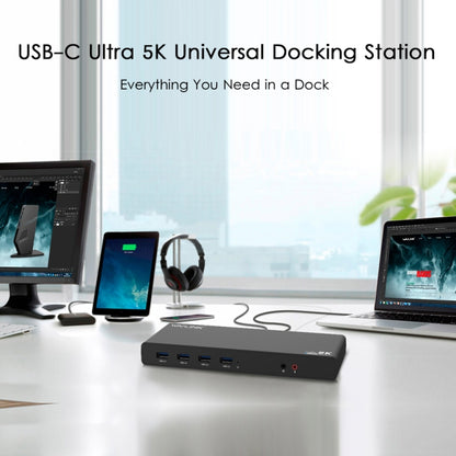 Wavlink UG69DK1 5K Type-C Dual Display USB 3.0 Video Gigabit Ethernet HDMI Docking Station, Plug:EU Plug - free shipping - PMC Jewellery - Order now!