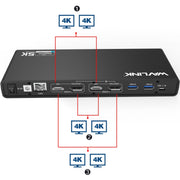 Wavlink UG69DK1 5K Type-C Dual Display USB 3.0 Video Gigabit Ethernet HDMI Docking Station, Plug:UK Plug