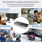 Wavlink UTD21H 60W Host Charging Thunderbolt 3 Docking Station 4K Dual Display 11 in 1 Ports, Plug:UK Plug