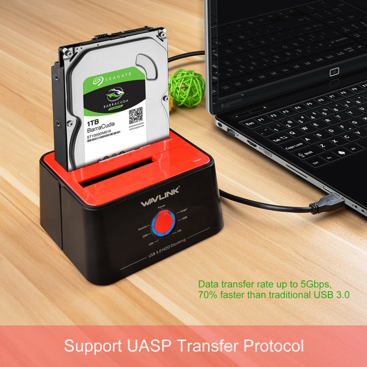 Wavlink ST334U SSD Dual Bay External Hard Drive Docking Station USB 3.0 to SATA I/II/III(AU Plug)