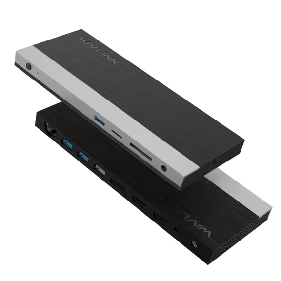 Wavlink UMD05 Display Port HDMI Port RJ45 Ethernet Triple Display MST Laptop Docking Station, Plug:UK Plug