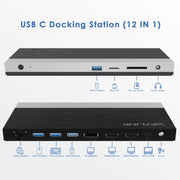 Wavlink UMD05 Display Port HDMI Port RJ45 Ethernet Triple Display MST Laptop Docking Station, Plug:US Plug