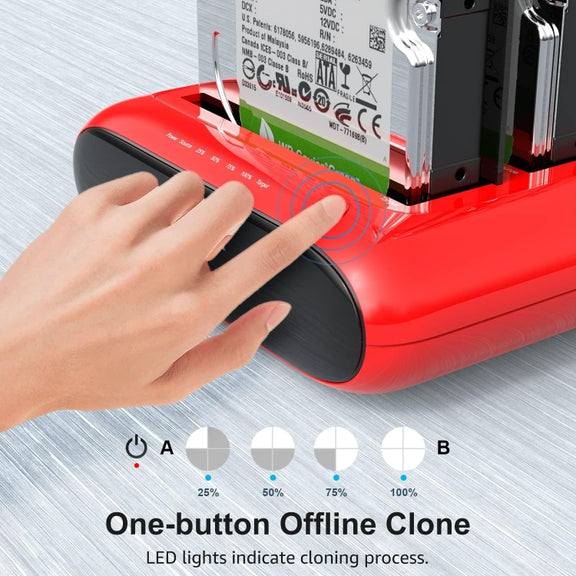 Wavlink ST341U Dual Bay External Hard Drive Docking Station Support Offline Clone Function(US Plug)