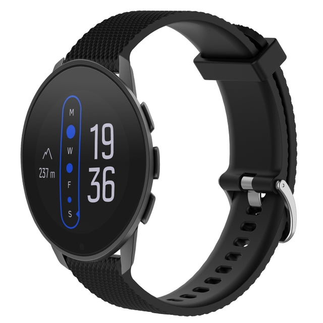 For  Suunto 9 Peak 22mm Diamond Textured Silicone Watch Band(Black)