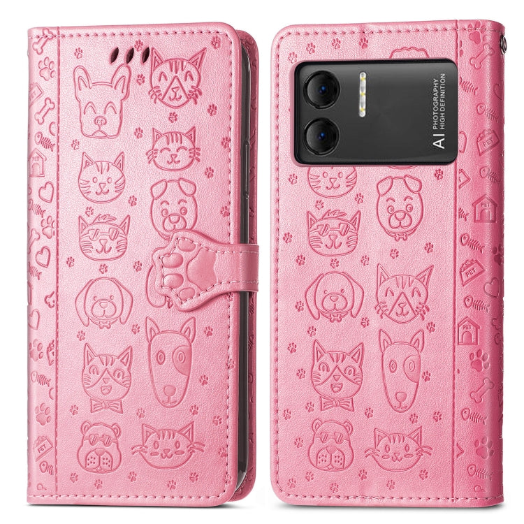 For DOOGEE X98 Pro / X98 Cat and Dog Embossed Leather Phone Case(Pink) - free shipping - PMC TechLife - Order now!