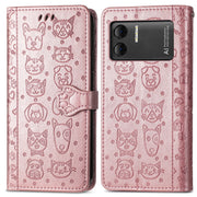 For DOOGEE X98 Pro / X98 Cat and Dog Embossed Leather Phone Case(Rose Gold)