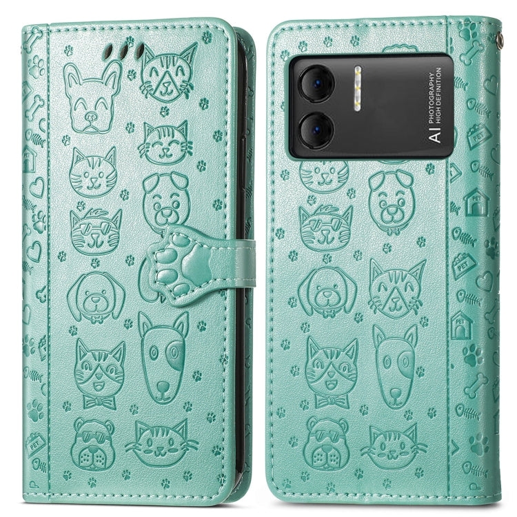 For DOOGEE X98 Pro / X98 Cat and Dog Embossed Leather Phone Case(Green) - Doogee Cases by PMC TechLife | Online Shopping South Africa | PMC TechLife | Buy Now Pay Later Mobicred