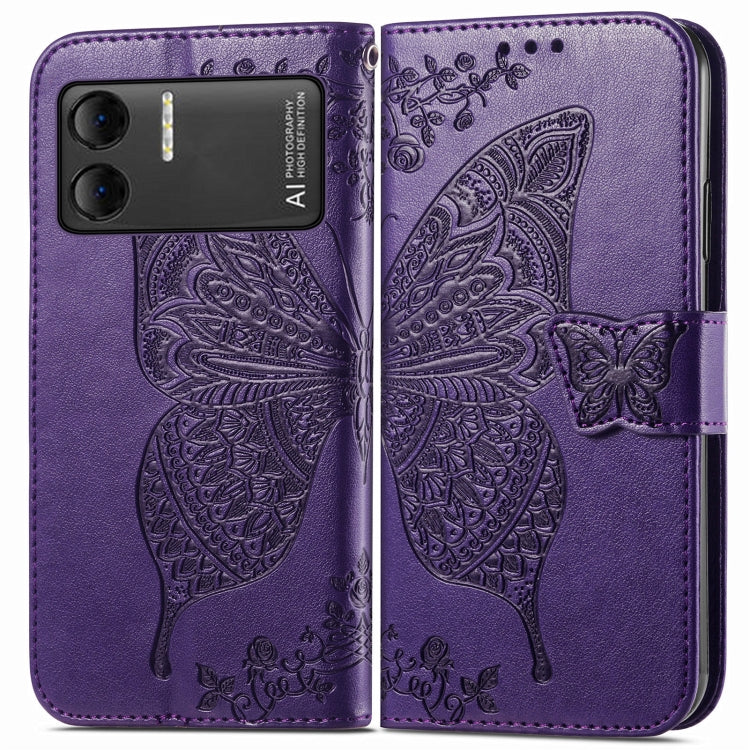 For DOOGEE X98 Pro / X98 Butterfly Love Flower Embossed Leather Phone Case(Dark Purple) - Doogee Cases by PMC TechLife | Online Shopping South Africa | PMC TechLife | Buy Now Pay Later Mobicred