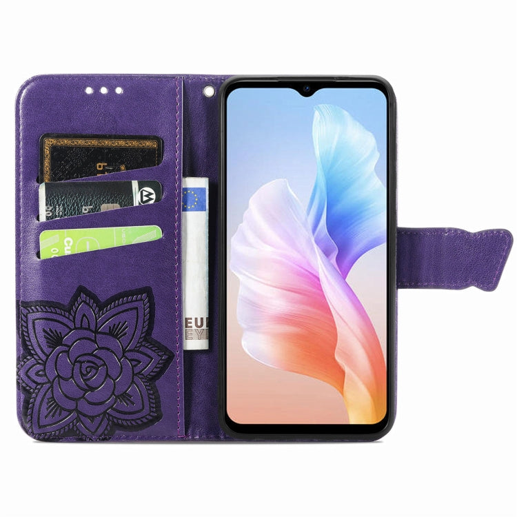 For DOOGEE X98 Pro / X98 Butterfly Love Flower Embossed Leather Phone Case(Dark Purple) - Doogee Cases by PMC TechLife | Online Shopping South Africa | PMC TechLife | Buy Now Pay Later Mobicred