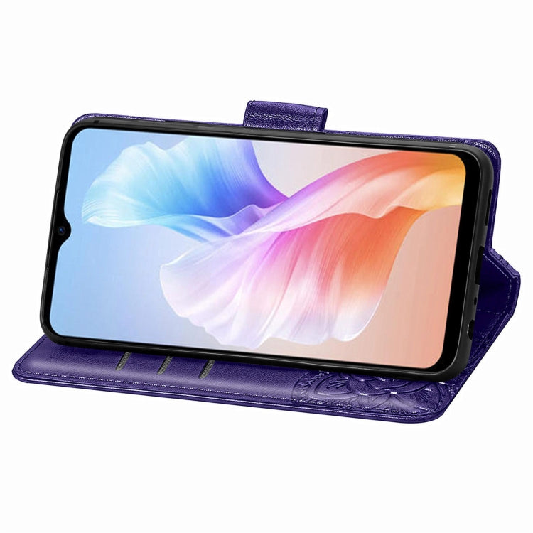 For DOOGEE X98 Pro / X98 Butterfly Love Flower Embossed Leather Phone Case(Dark Purple) - Doogee Cases by PMC TechLife | Online Shopping South Africa | PMC TechLife | Buy Now Pay Later Mobicred