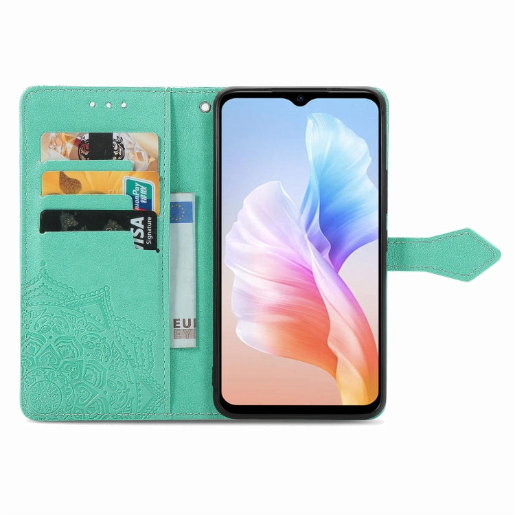 For DOOGEE X98 Pro / X98 Mandala Flower Embossed Leather Phone Case(Green) - Doogee Cases by PMC TechLife | Online Shopping South Africa | PMC TechLife | Buy Now Pay Later Mobicred