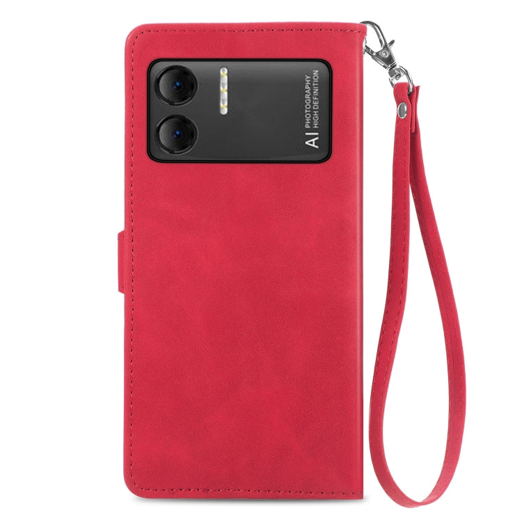 For DOOGEE X98 Pro / X98 Embossed Flower Zipper Leather Phone Case(Red) - Doogee Cases by PMC TechLife | Online Shopping South Africa | PMC TechLife | Buy Now Pay Later Mobicred