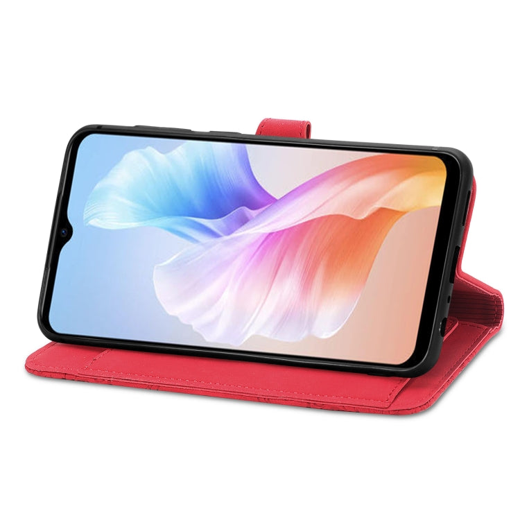 For DOOGEE X98 Pro / X98 Embossed Flower Zipper Leather Phone Case(Red) - Doogee Cases by PMC TechLife | Online Shopping South Africa | PMC TechLife | Buy Now Pay Later Mobicred