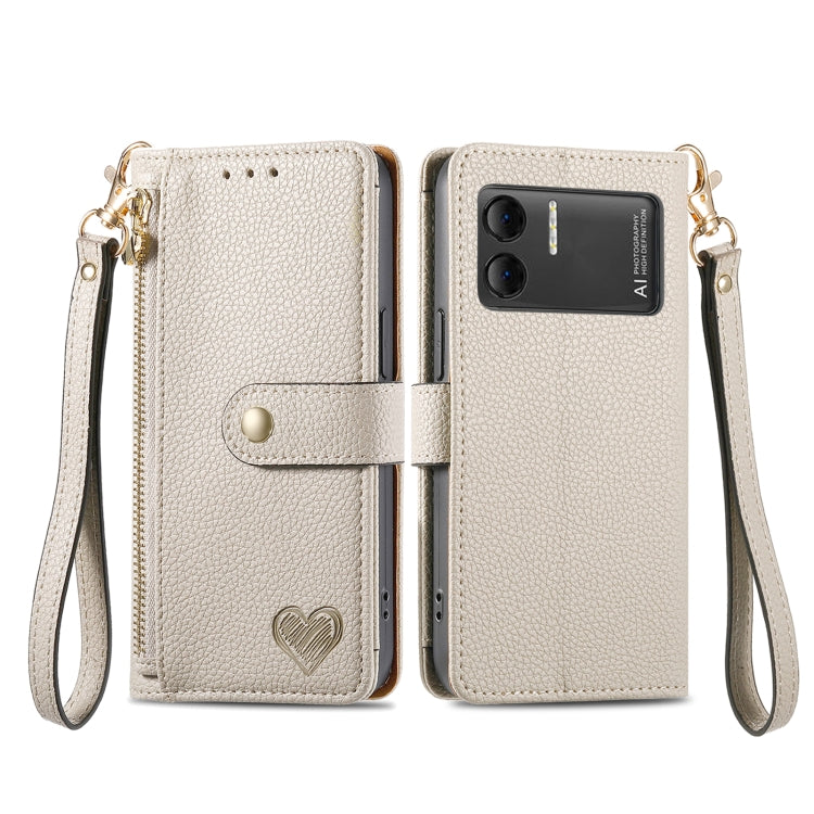 For DOOGEE X98 Pro / X98 Love Zipper Lanyard Leather Phone Case(White) - Doogee Cases by PMC TechLife | Online Shopping South Africa | PMC TechLife | Buy Now Pay Later Mobicred