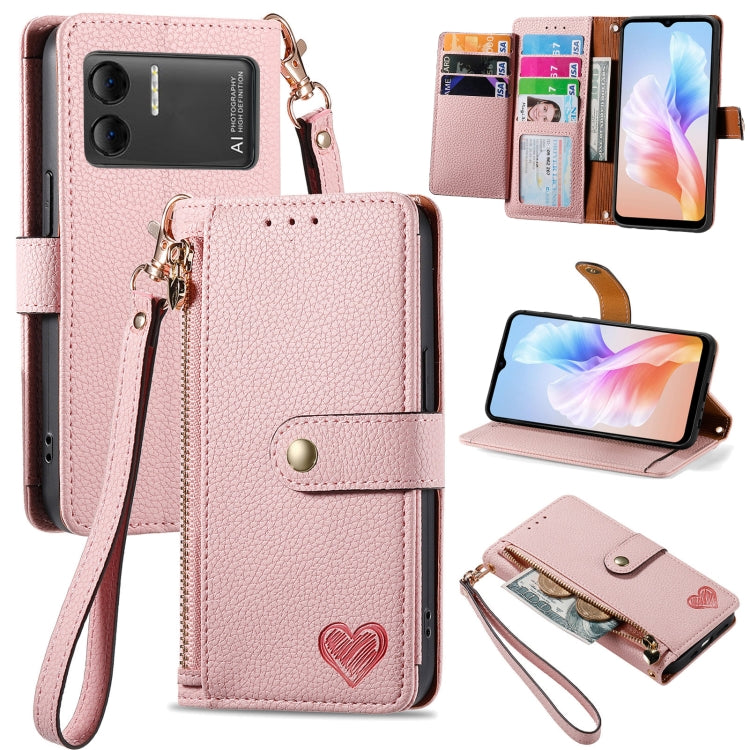 For DOOGEE X98 Pro / X98 Love Zipper Lanyard Leather Phone Case(Pink) - Doogee Cases by PMC TechLife | Online Shopping South Africa | PMC TechLife | Buy Now Pay Later Mobicred