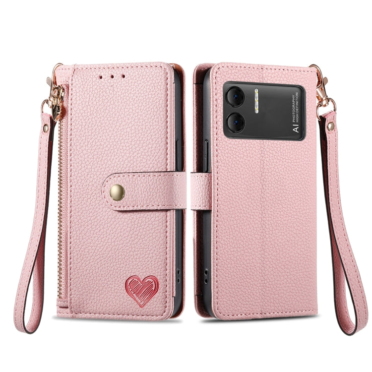 For DOOGEE X98 Pro / X98 Love Zipper Lanyard Leather Phone Case(Pink) - Doogee Cases by PMC TechLife | Online Shopping South Africa | PMC TechLife | Buy Now Pay Later Mobicred