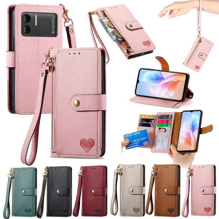 For DOOGEE X98 Pro / X98 Love Zipper Lanyard Leather Phone Case(White)