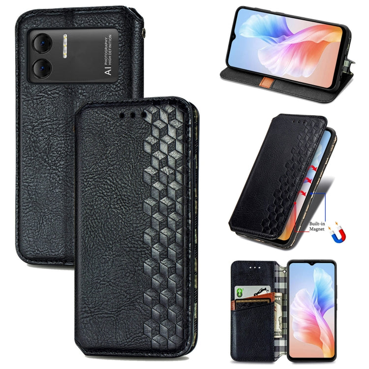 For DOOGEE X98 Pro / X98 Cubic Grid Pressed Magnetic Leather Phone Case(Black) - Doogee Cases by PMC TechLife | Online Shopping South Africa | PMC TechLife | Buy Now Pay Later Mobicred