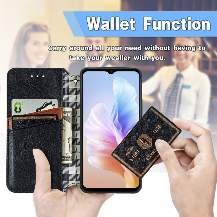 For DOOGEE X98 Pro / X98 Cubic Grid Pressed Magnetic Leather Phone Case(Black) - Doogee Cases by PMC TechLife | Online Shopping South Africa | PMC TechLife | Buy Now Pay Later Mobicred