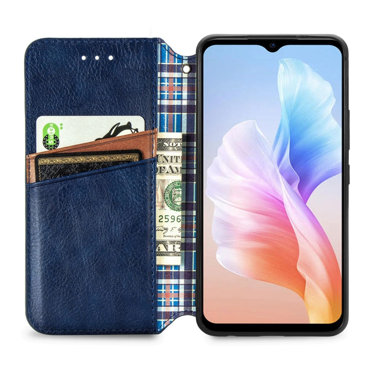 For DOOGEE X98 Pro / X98 Cubic Grid Pressed Magnetic Leather Phone Case(Bule) - Doogee Cases by PMC TechLife | Online Shopping South Africa | PMC TechLife | Buy Now Pay Later Mobicred