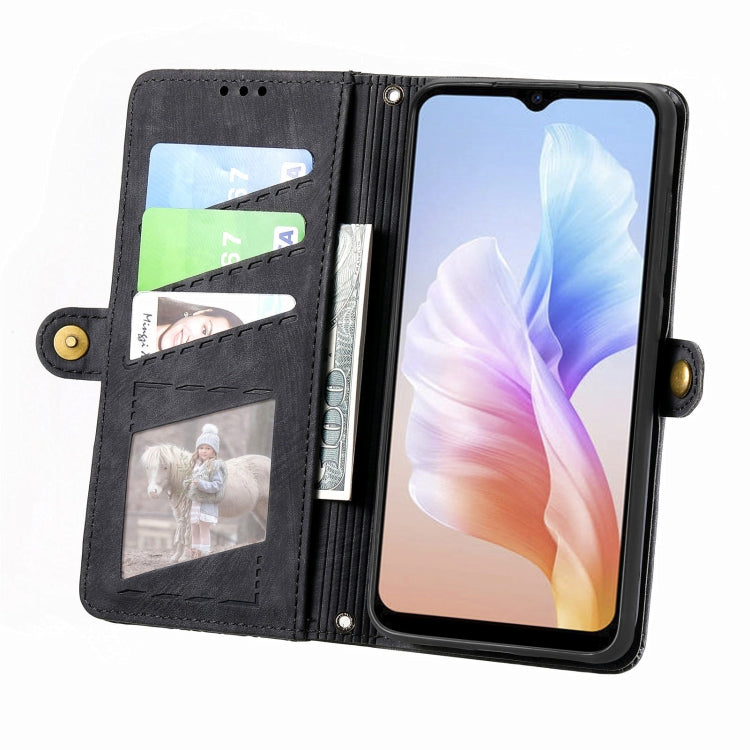 For DOOGEE X98 Pro / X98 Geometric Zipper Wallet Side Buckle Leather Phone Case(Black) - free shipping - PMC TechLife - Order now!