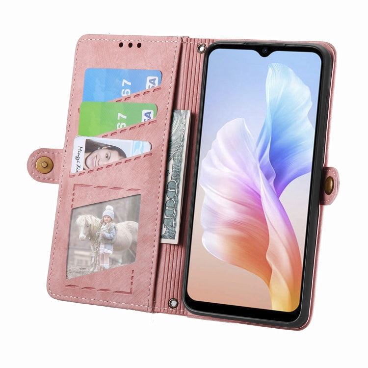 For DOOGEE X98 Pro / X98 Geometric Zipper Wallet Side Buckle Leather Phone Case(Pink) - Doogee Cases by PMC TechLife | Online Shopping South Africa | PMC TechLife | Buy Now Pay Later Mobicred