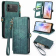 For DOOGEE X98 Pro / X98 Geometric Zipper Wallet Side Buckle Leather Phone Case(Green) - Doogee Cases by PMC TechLife | Online Shopping South Africa | PMC TechLife | Buy Now Pay Later Mobicred