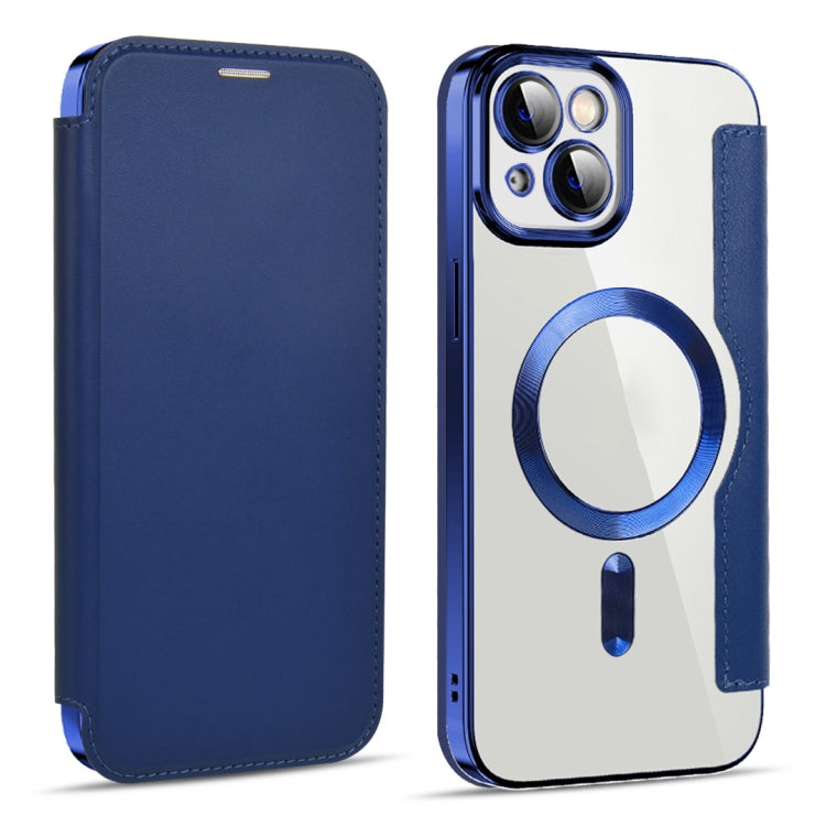 For iPhone 15 Shield MagSafe RFID Anti-theft Leather Phone Case(Dark Blue) - iPhone 15 Cases by PMC TechLife | Online Shopping South Africa | PMC TechLife | Buy Now Pay Later Mobicred