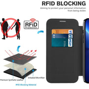 For iPhone 16 Plus Shield MagSafe RFID Anti-theft Leather Phone Case(Blue)