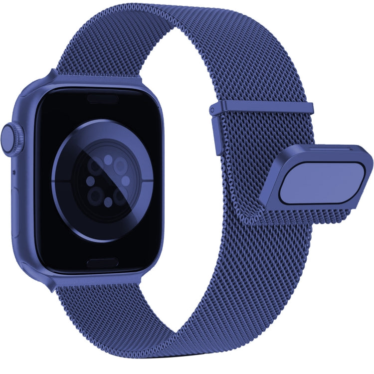 For Apple Watch 8 45mm Milan Double Magnetic Steel Mesh Watch Band(Blue) - free shipping - PMC TechLife - Order now!