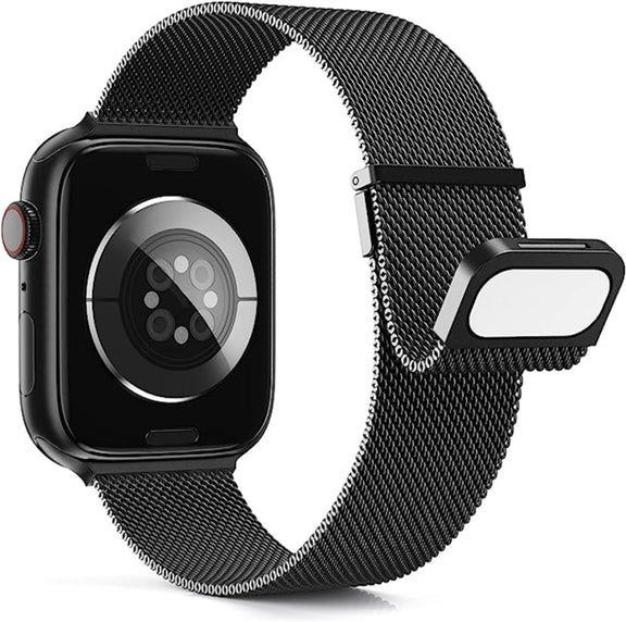 For Apple Watch 6 40mm Milan Double Magnetic Steel Mesh Watch Band(Black)