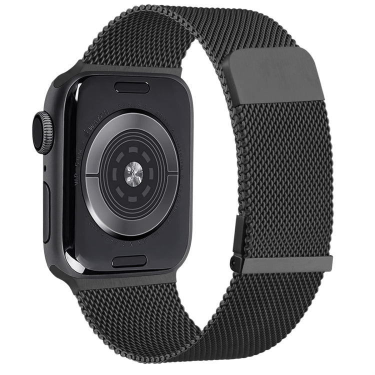 For Apple Watch 6 44mm Milan Double Magnetic Steel Mesh Watch Band(Black)