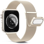 For Apple Watch 3 38mm Milan Double Magnetic Steel Mesh Watch Band(Starlight Color)