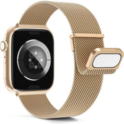 For Apple Watch 2 38mm Milan Double Magnetic Steel Mesh Watch Band(Rose Gold)