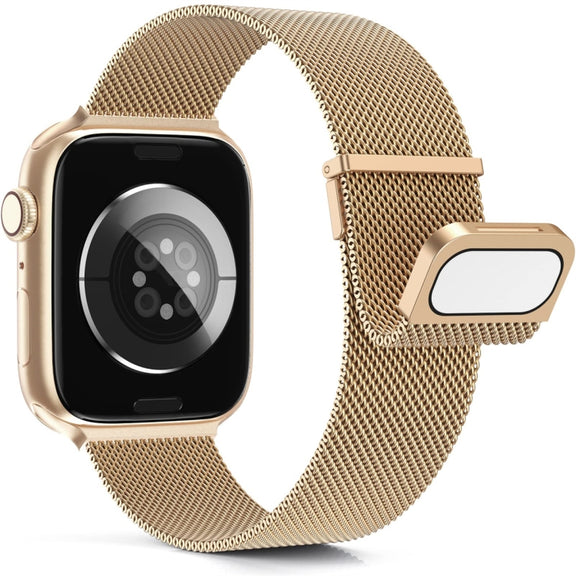 For Apple Watch 2 38mm Milan Double Magnetic Steel Mesh Watch Band(Rose Gold)