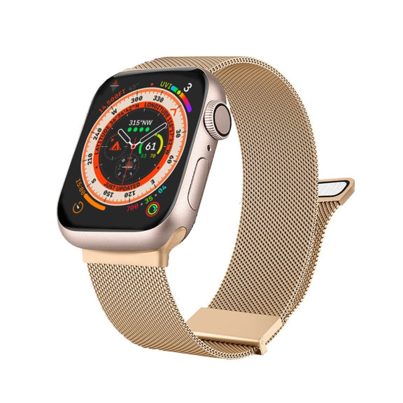 For Apple Watch 2 38mm Milan Double Magnetic Steel Mesh Watch Band(Rose Gold)