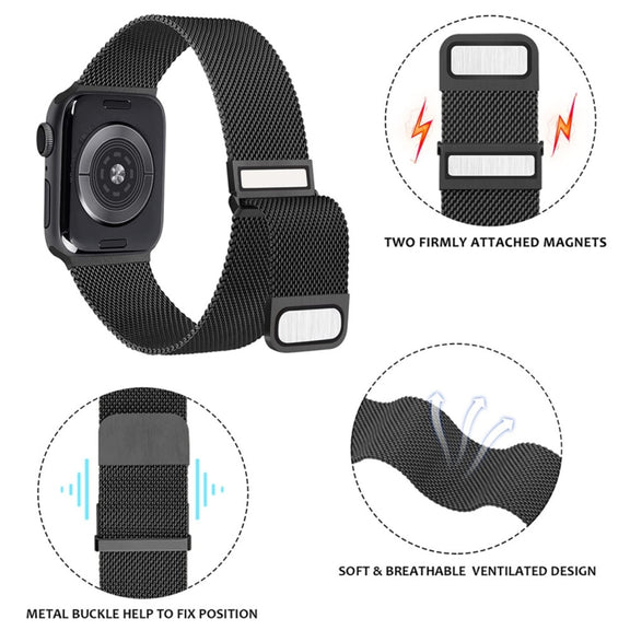For Apple Watch SE 2022 44mm Milan Double Magnetic Steel Mesh Watch Band(Silver)
