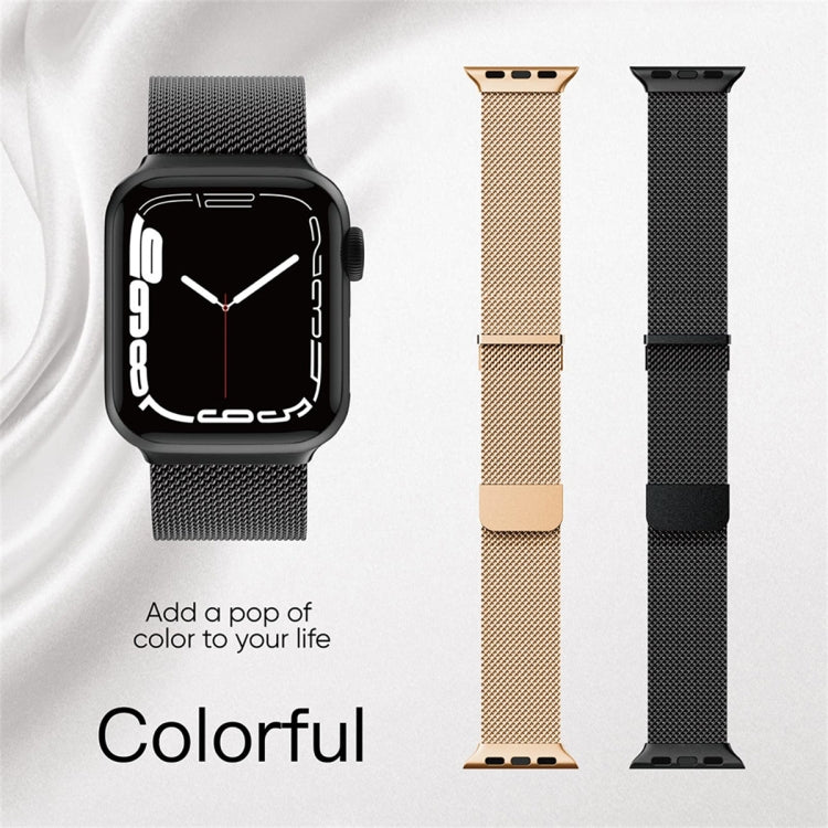 For Apple Watch 6 40mm Milan Double Magnetic Steel Mesh Watch Band(Rose Gold)