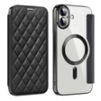 For iPhone 16 Shield Magsafe RFID Anti-theft Rhombus Leather Phone Case(Black) - iPhone 16 Cases by PMC TechLife | Online Shopping South Africa | PMC TechLife | Buy Now Pay Later Mobicred
