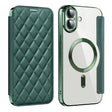 For iPhone 16 Shield Magsafe RFID Anti-theft Rhombus Leather Phone Case(Green) - iPhone 16 Cases by PMC TechLife | Online Shopping South Africa | PMC TechLife | Buy Now Pay Later Mobicred