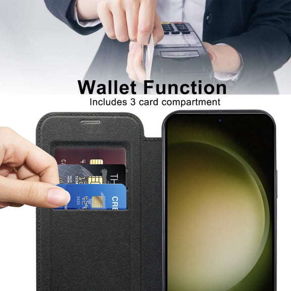 For Samsung Galaxy S23 Ultra 5G Shield Magsafe RFID Anti-theft Rhombus Leather Phone Case(Black)