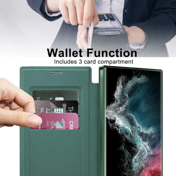 For Samsung Galaxy S22 Ultra 5G Shield MagSafe RFID Anti-theft Rhombus Leather Phone Case(Green) - Galaxy S22 Ultra 5G Cases by PMC TechLife | Online Shopping South Africa | PMC TechLife | Buy Now Pay Later Mobicred