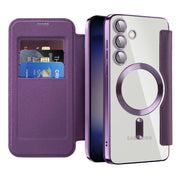 For Samsung Galaxy S25+ 5G Shield MagSafe RFID Anti-theft Rhombus Leather Phone Case(Purple)