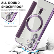 For Samsung Galaxy S25+ 5G Shield MagSafe RFID Anti-theft Rhombus Leather Phone Case(Purple)