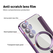 For Samsung Galaxy S25+ 5G Shield MagSafe RFID Anti-theft Rhombus Leather Phone Case(Purple)