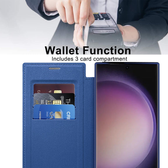 For Samsung Galaxy S25 Ultra 5G Shield MagSafe RFID Anti-theft Rhombus Leather Phone Case(Dark Blue)
